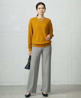 自由区 L TRギャバチェック柄ストレート パンツ グレーチェック