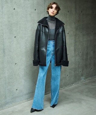 uncrave フェイク ムートン コート（uncrave WHITE） ブラック