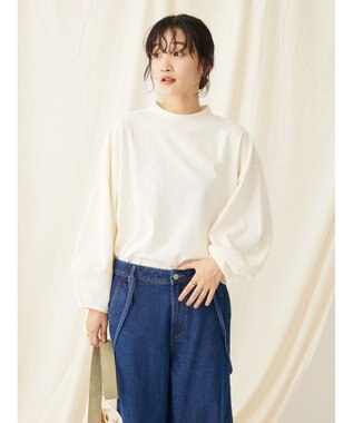 CRAFT STANDARD BOUTIQUE モックネックリングドット９分袖プルオーバー Ivory