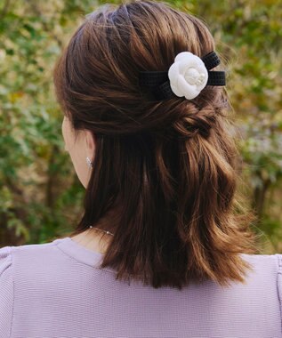 Tiaclasse 【安田美沙子さん着用・選べる2TYPE】ローズモチーフバレッタ オフホワイト×ブラックA