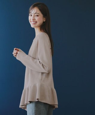 Tiaclasse 【洗える】ななめフリルニットプルオーバー グレージュ