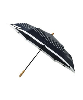 MOONBAT MACKINTOSH PHILOSOPHY(マッキントッシュ フィロソフィー) Cleric collar ボーダー 竹手元 雨傘 折りたたみ傘 ネイビーブルー