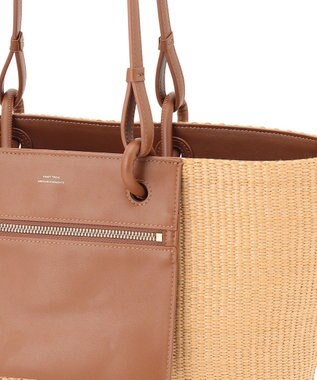 23区 雑材 トートバッグ ナチュラル×ブラウン