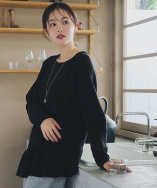 Tiaclasse 【洗える】ななめフリルニットプルオーバー ブラック