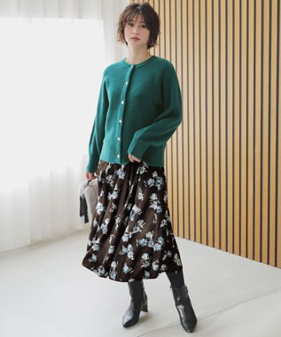 ANY SIS フラワータック スカート ブラウン系