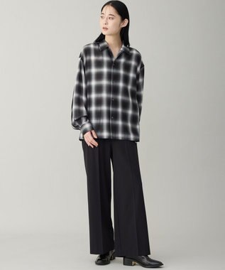 UNFILO MENS 【男女兼用】エアリーシアー オンブレシャツ ブラックチェック