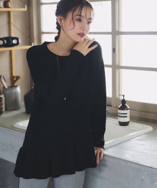 Tiaclasse 【洗える】ななめフリルニットプルオーバー ブラック