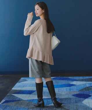 Tiaclasse 【洗える】ななめフリルニットプルオーバー グレージュ