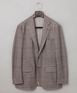 GOTAIRIKU 新柄【吸水速乾/ウォッシャブル】ノルマンディーリネン カーディガンジャケット＿グレンチェック柄 ブラウン系4