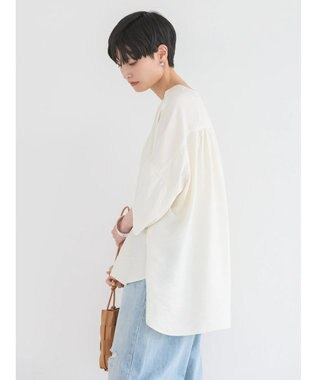 AMERICAN HOLIC 接触冷感スキッパーバックギャザーブラウス Ivory