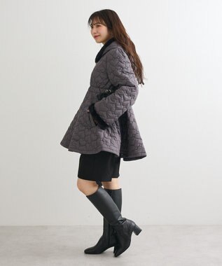 Green Parks ・ｓｗｉｎｇ　ｂｙ　ハートキルトフレアコート Charcoal Gray