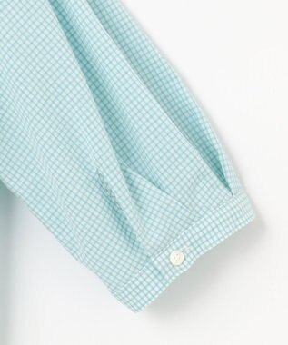 J.PRESS LADIES S 【洗える】SHEER ギンガム スキッパー ブラウス オフ×アクアグリーン系