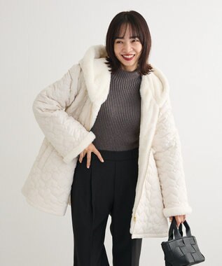 Green Parks ・ｓｗｉｎｇ　ｂｙ　ハートキルトフレアコート Ivory