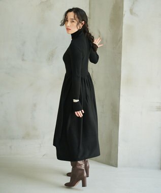 #Newans 【カシミヤ混】フィット＆フレアニットワンピース ブラック