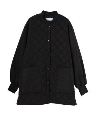 Green Parks 撥水加工　中綿キルトミドル丈コート Black