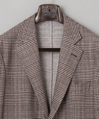 GOTAIRIKU 新柄【吸水速乾/ウォッシャブル】ノルマンディーリネン カーディガンジャケット＿グレンチェック柄 ブラウン系4