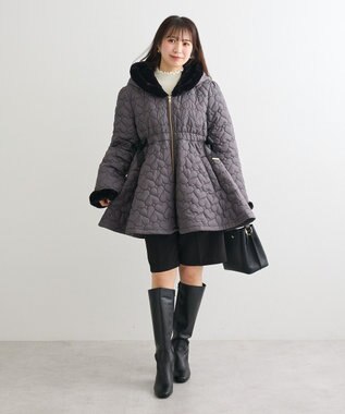 Green Parks ・ｓｗｉｎｇ　ｂｙ　ハートキルトフレアコート Charcoal Gray