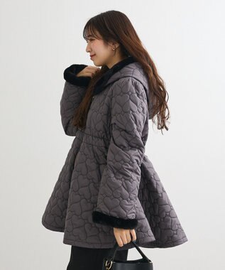 Green Parks ・ｓｗｉｎｇ　ｂｙ　ハートキルトフレアコート Charcoal Gray