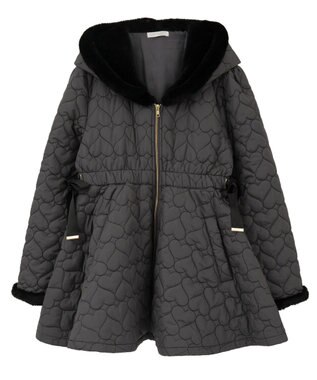 Green Parks ・ｓｗｉｎｇ　ｂｙ　ハートキルトフレアコート Charcoal Gray