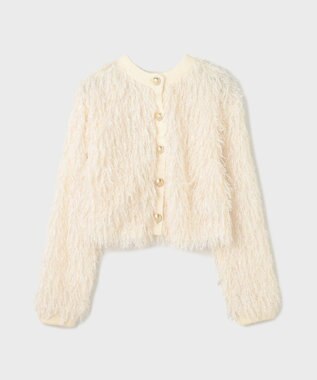 GRACE CONTINENTAL フリンジニットカーディガン ホワイト