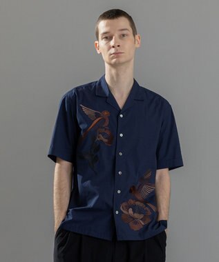 JOSEPH HOMME 新柄【洗える】メキシカンエンブロイダリー　オープンカラー半袖シャツ ネイビー系5