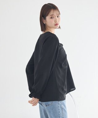 earth music&ecology フロントツイストブラウス Black