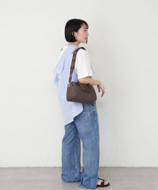 russet ナイロンラフィアミニボストンバッグ(CE-1715) D.Brown