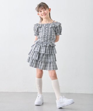 ANY KIDS 【洗濯機可能】2WAY チェックブラウス ブラック