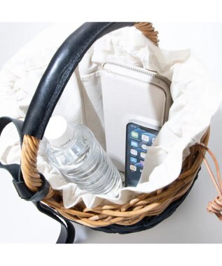 UNBILLION perche アラログ×タックキャンバス×姫路レザー付属カゴバッグ ブラック