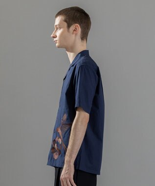 JOSEPH HOMME 新柄【洗える】メキシカンエンブロイダリー　オープンカラー半袖シャツ ネイビー系5