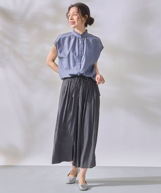 ANY 【洗濯機可能・ウエストゴム】リラックススカーチョ チャコールグレー