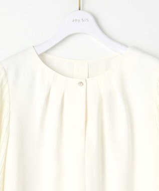 ANY SIS S 【洗える】プリーツスリーブ ブラウス アイボリー