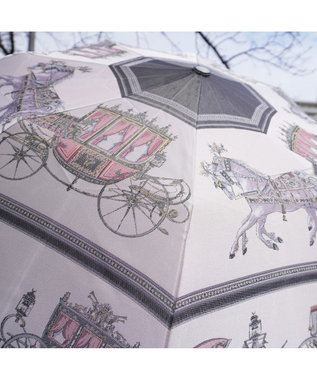 Marca Umbrella of Yokohama 晴雨兼用折りたたみ傘 (馬車行列) 日傘 ピンク×ブラック