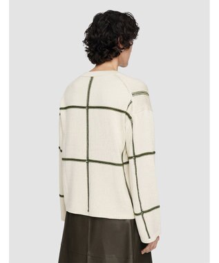 JOSEPH 【洗える】グリッド コットンシルク 　クルーネックニット Oat Combo