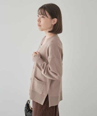 Green Parks 洗える　Ｖネックカーディガン Gray Beige