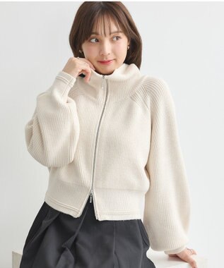 earth music&ecology ＢＩＧカラージップカーディガン Ivory