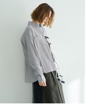 YECCA VECCA スカーフデザインアシメシャツ Stripe