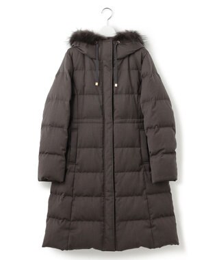 23区 S 【撥水加工】ブライトウール ロングダウンコート ブラウン系