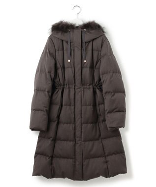 23区 S 【撥水加工】ブライトウール ロングダウンコート ブラウン系