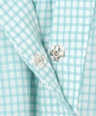 J.PRESS LADIES S 【洗える】SHEER ギンガム スキッパー ブラウス オフ×アクアグリーン系