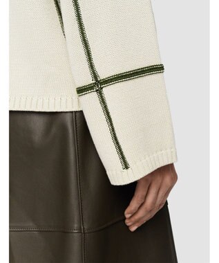 JOSEPH 【洗える】グリッド コットンシルク 　クルーネックニット Oat Combo