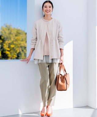 組曲 L 【フード取り外し可】2WAYショート丈ライトアウター ベージュ系