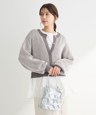 Green Parks 配色リブドッキングチュニック Gray