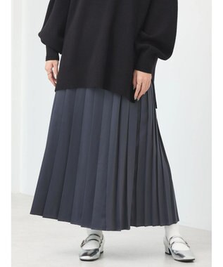 earth music&ecology サテンプリーツスカート Charcoal Gray