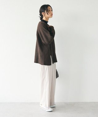 CRAFT STANDARD BOUTIQUE 編み違い斜めスリットニットチュニック Brown