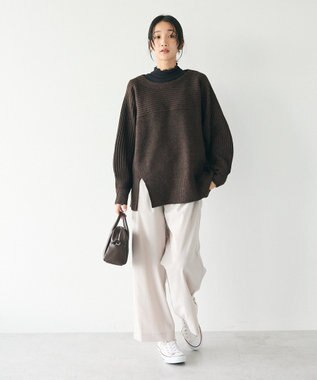 CRAFT STANDARD BOUTIQUE 編み違い斜めスリットニットチュニック Brown