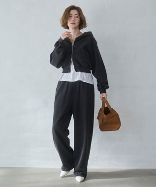 WEGO 【ウエストゴム/XSSMサイズ展開】スウェットワイドパンツ スミクロ