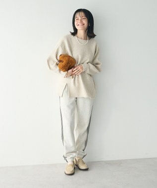 CRAFT STANDARD BOUTIQUE 編み違い斜めスリットニットチュニック Ivory