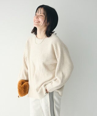 CRAFT STANDARD BOUTIQUE 編み違い斜めスリットニットチュニック Ivory