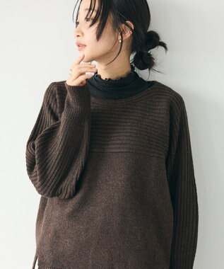 CRAFT STANDARD BOUTIQUE 編み違い斜めスリットニットチュニック Brown